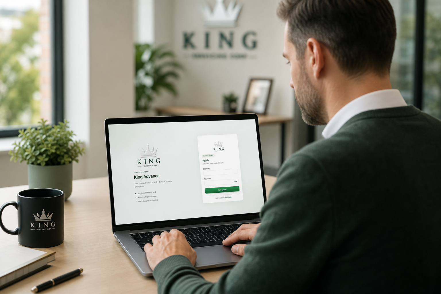 Syndicator signing into the King Advance partner portal